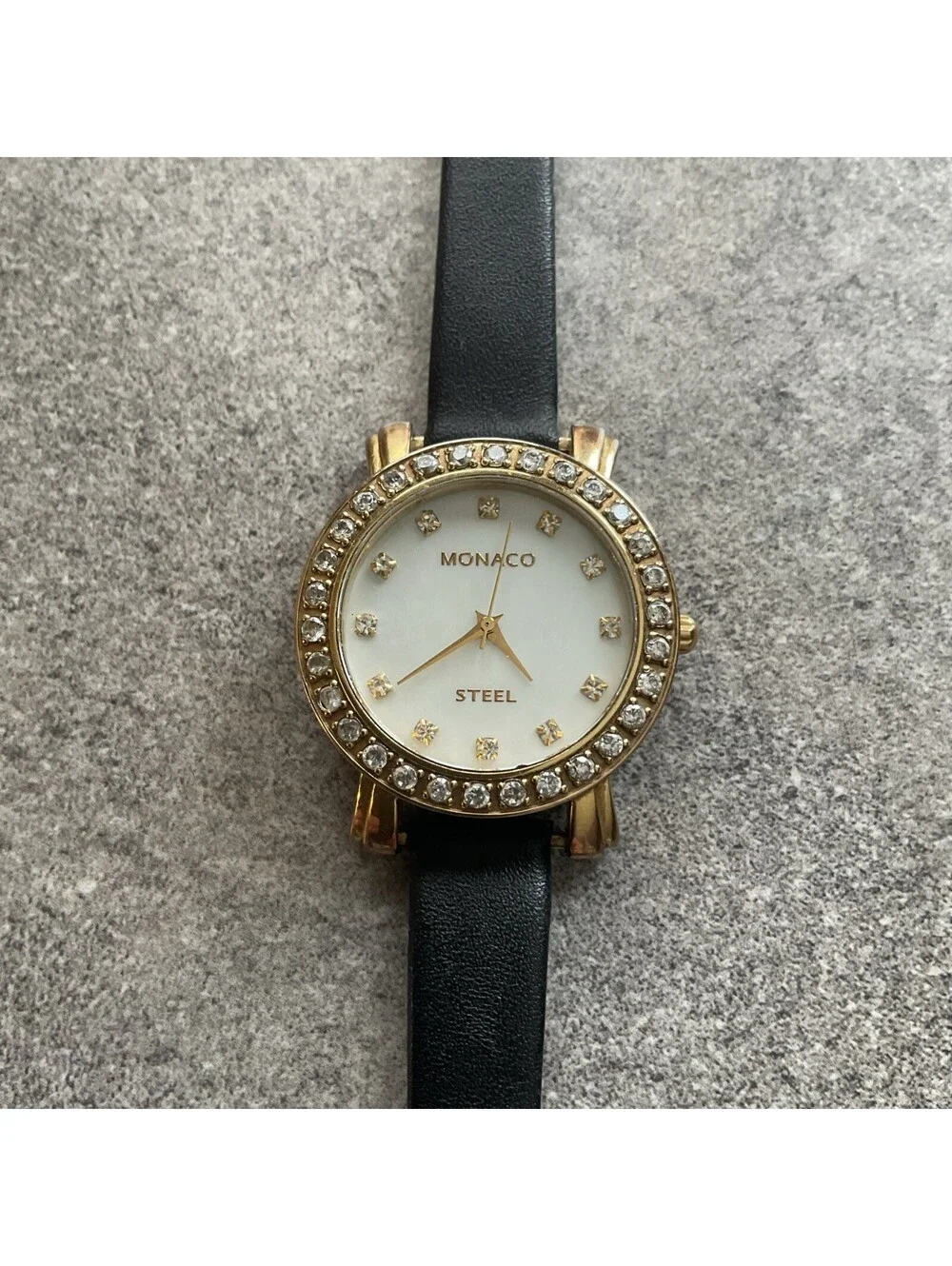 Beautiful Monaco Women’s Watch 32mm Gold Tone Case MOP Dial Leather Band D5